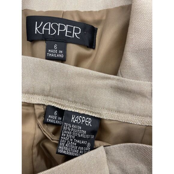 Kasper Women Tan Professional Career 2 Pcs Pant Suit Set Size 6 - Picture 11 of 12